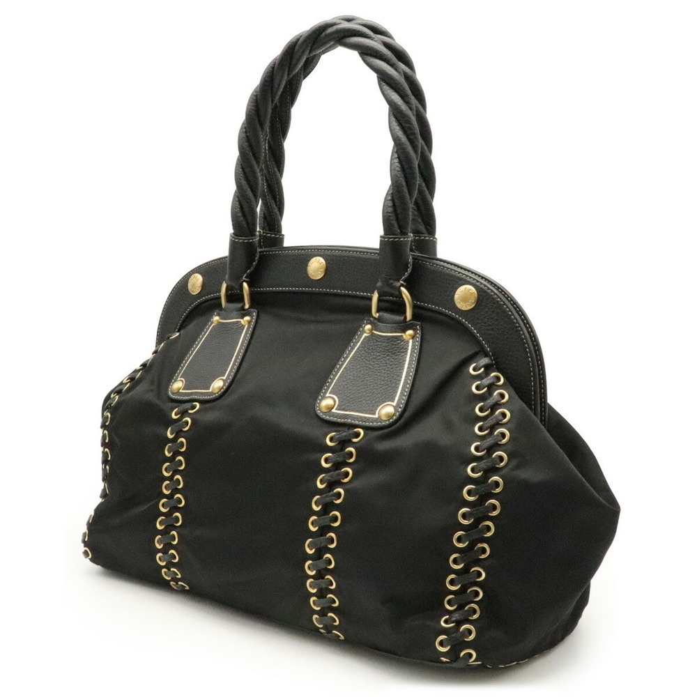 Prada Leather Nylon Purse Black Bag Tote Handbag